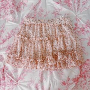 Floral Ruffle Skirt - Pink and Orange